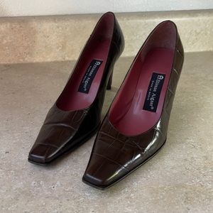 Y2K Brown Alligator Style Heels Trendy Final Sale